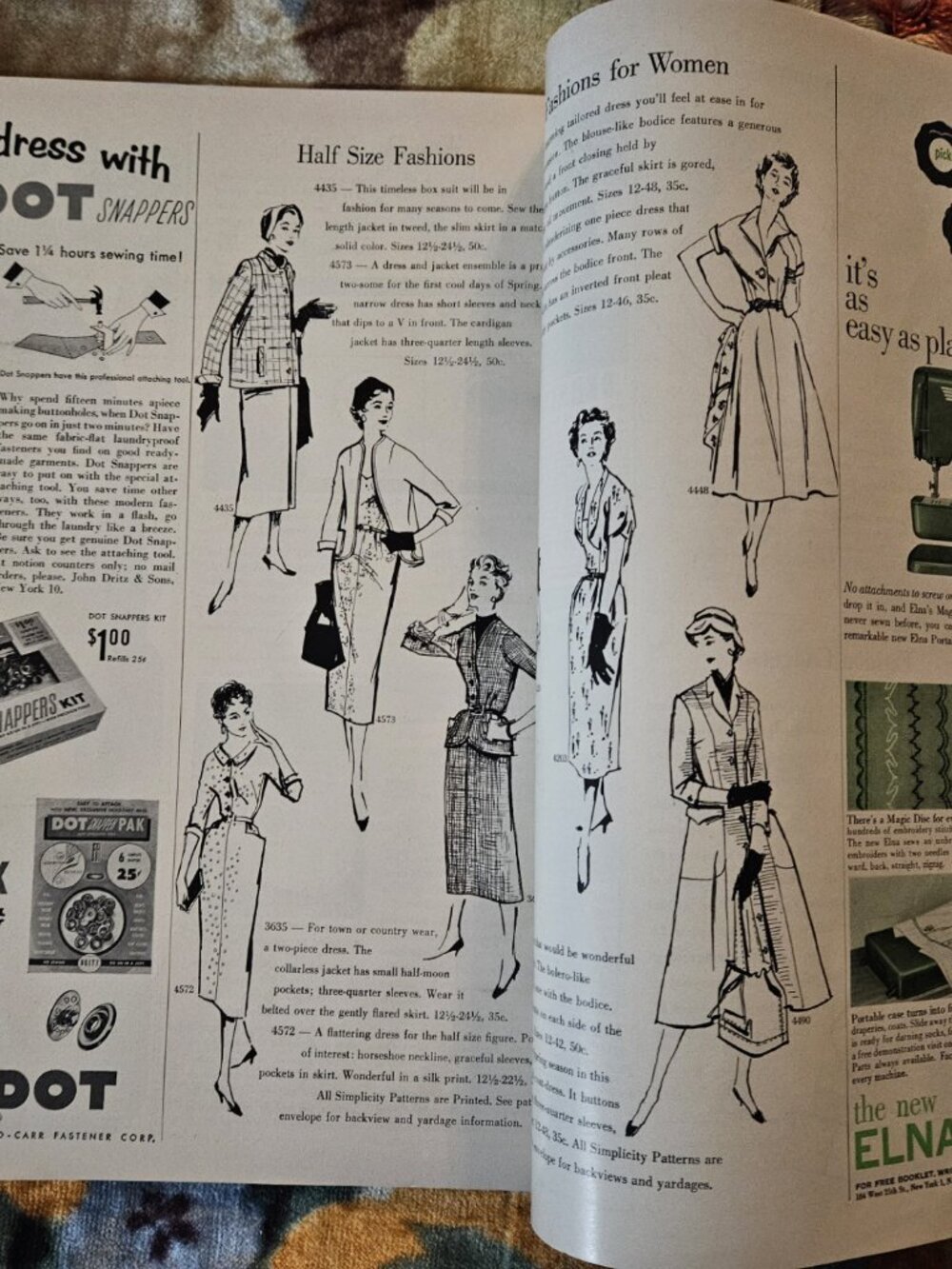 1954 SIMPLICITY PATTERN BOOK MAGAZINE ANTIQUE SEWING INSTRUCTIONS retro dress - Picture 3 of 7